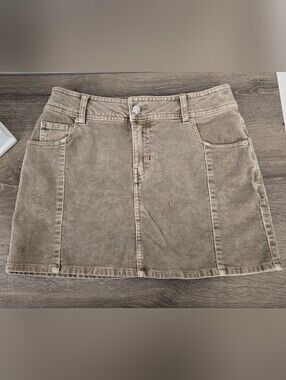 Corduroy Y2K Mini Skirt Taupe